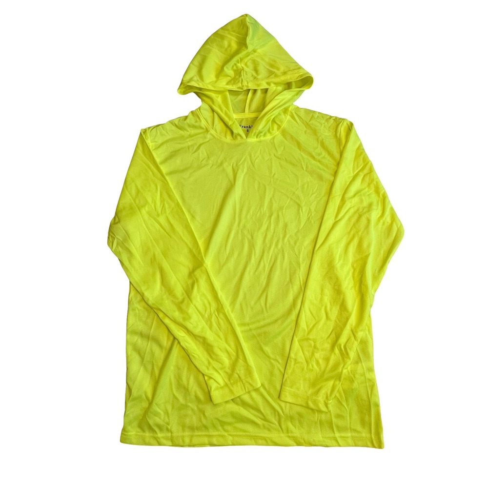 Franklin Mens Neon Yellow Athletic Hoodie Long Sleeve Mesh Shirt Size S